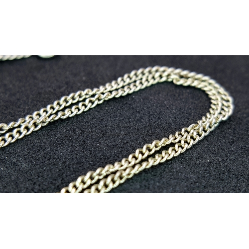 472 - An 18 Carat White Gold Three Diamond Set Pendant Necklace on a 9 Carat White Gold 46cm Length Chain.... 