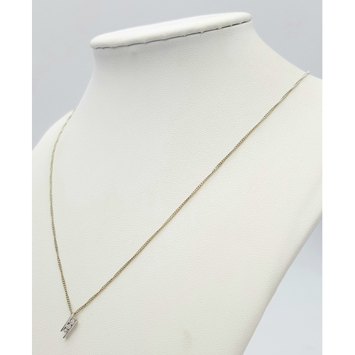 472 - An 18 Carat White Gold Three Diamond Set Pendant Necklace on a 9 Carat White Gold 46cm Length Chain.... 