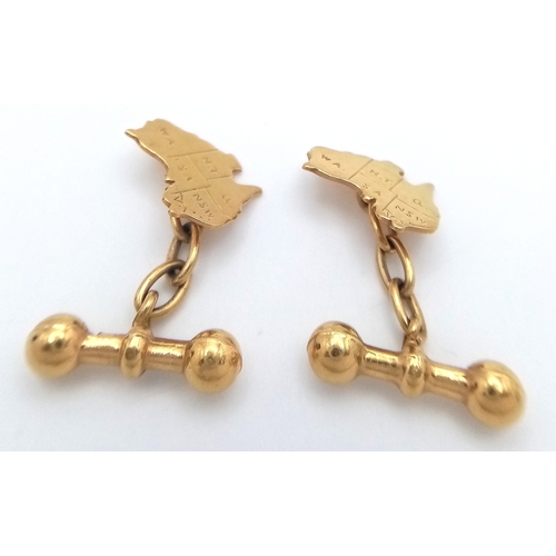 63 - Fabulous Vintage Pair of ‘AUSTRALIA’ GOLD CUFFLINKS  with the STATES of AUSTRALIA Engraved to Front.... 