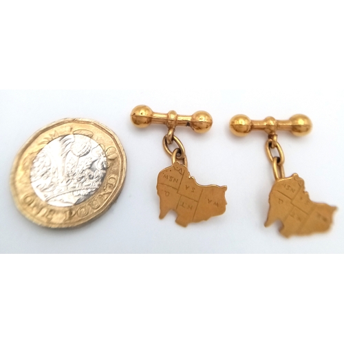 63 - Fabulous Vintage Pair of ‘AUSTRALIA’ GOLD CUFFLINKS  with the STATES of AUSTRALIA Engraved to Front.... 