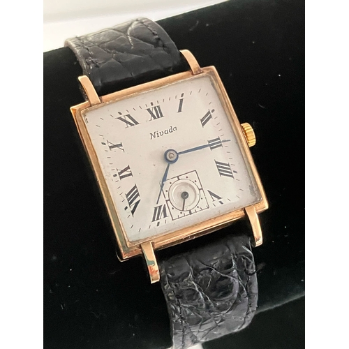 168 - Beautiful vintage NIVADA GOLD WRISTWATCH. Having a fully hallmarked 9 CARAT GOLD DENISON CASE. Squar... 