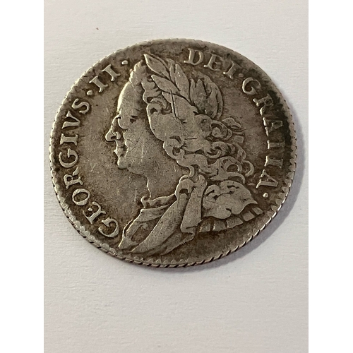 273 - 1757 GEORGE II SILVER SIXPENCE . High grade coin in extra fine condition. Having raised definition a... 