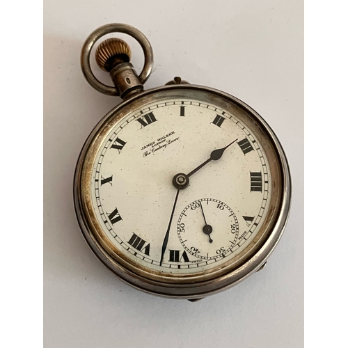 308 - Antique SILVER POCKET WATCH . Hallmark for James Walker, London 1925. Currently not working properly... 