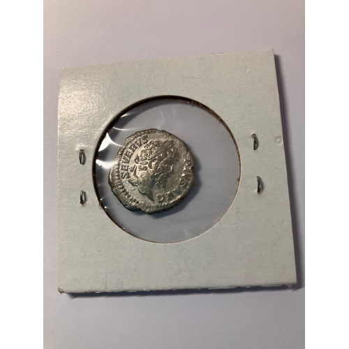 469 - SILVER ROMAN COIN. Septimus Severus Denarius. Nicely presented in windowed card. Please see pictures... 