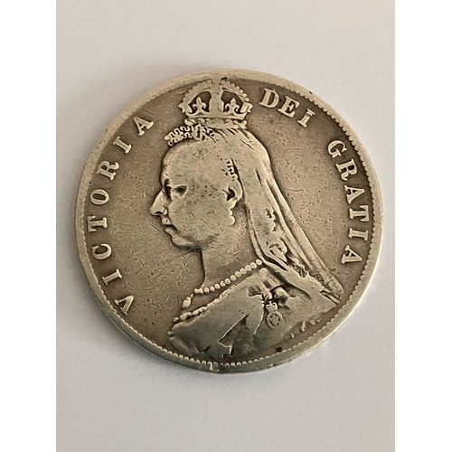 490 - 1889 SILVER HALF CROWN. condition fine/very fine.