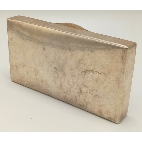 251 - A WW2 .800 Silver German Cigarette Box, with handmade gold-toned SS runes. Most likely made in a for... 