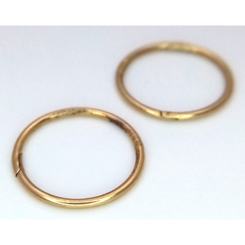 254 - A Pair of 9K Yellow Gold Sleeper Earrings. 0.54g