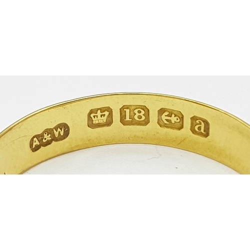 331 - A Vintage 18K Yellow Gold Band Ring. 4mm width. 2.85g