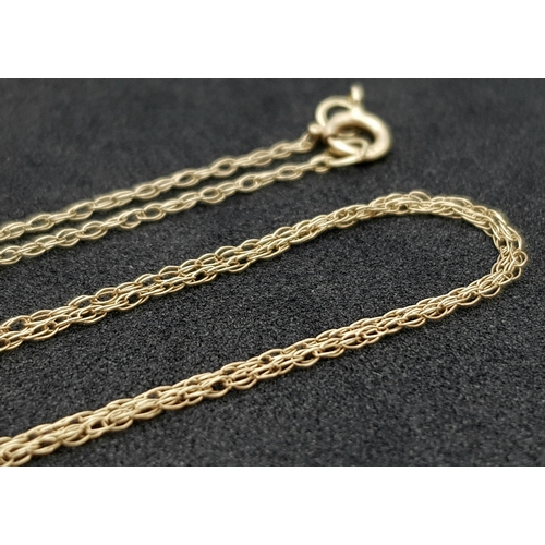 337 - A 9K Yellow Gold Disappearing Necklace. 46cm. 0.44g