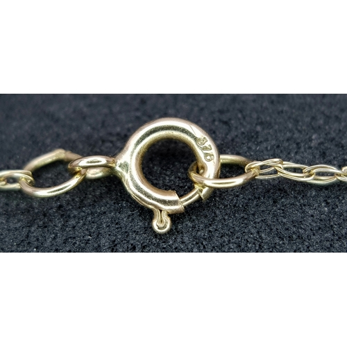 337 - A 9K Yellow Gold Disappearing Necklace. 46cm. 0.44g