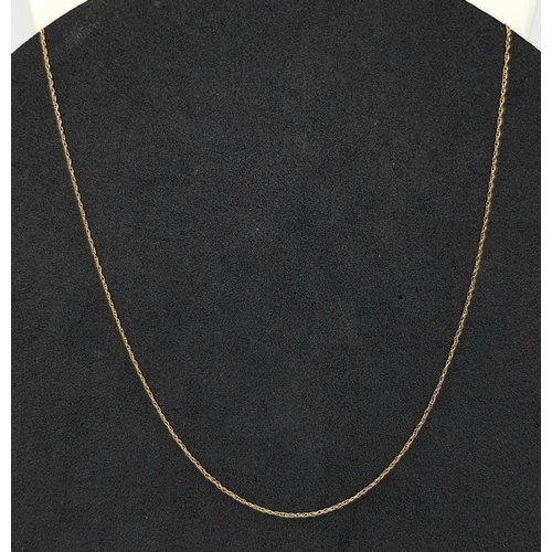 337 - A 9K Yellow Gold Disappearing Necklace. 46cm. 0.44g