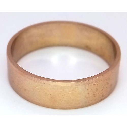 338 - A 9K Yellow Gold Band Ring. 6mm width. 4.15g