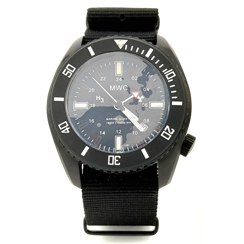 374 - A MWC (Military Watch Company), Full Mil Spec, 500 Metre PVD Submarine Crew Watch. 45mm Case. Helium... 