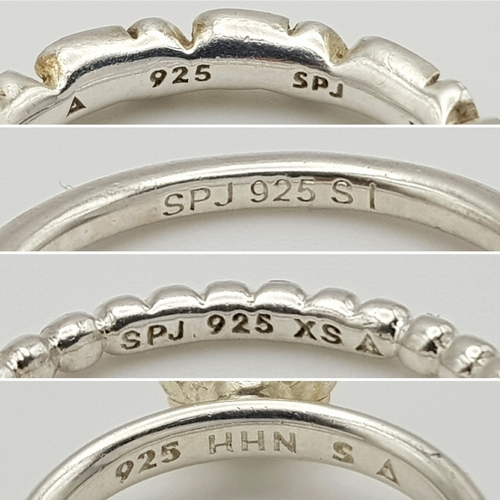 379 - Four Beautiful Solid Silver 925 Rings, Various Styles, UK Sizes: L1/2, N1/2, M, and L1/2. Total weig... 