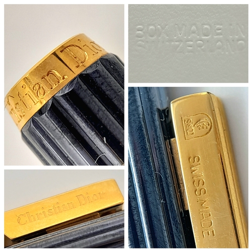 458 - An Excellent Condition Vintage Christian Dior, Paris  Navy Blue and Gold Ballpoint Pen in Original B... 