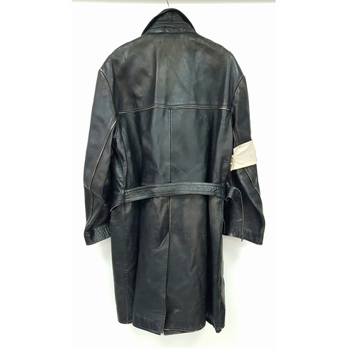 314 - A WW2 French Resistance Leather Coat with armband. Both are period pieces and were found together.