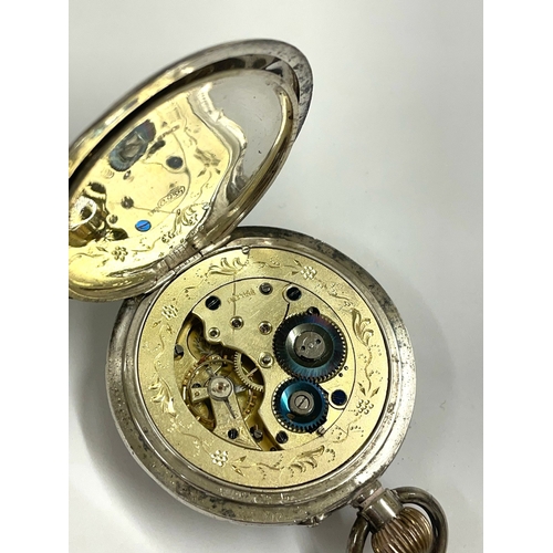 478 - AN ANTIQUE GENTS SILVER POCKET WATCH FANCY MOVEMENT, DAMAGE TO DIAL AS FOUND. REF: LU17