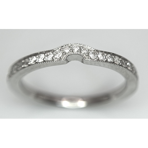 19 - AN 18K WHITE GOLD DIAMOND SET 2 PIECE RING. A SET SOLITAIRE WITH DIAMOND SHOULDERS AND SHAPED DIAMON... 