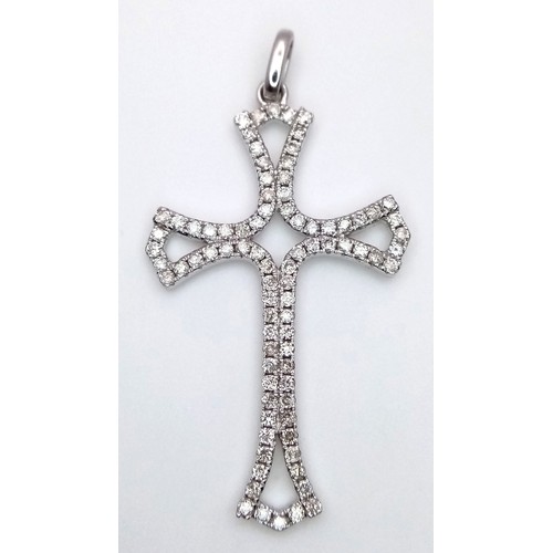 156 - A 14K WHITE GOLD DIAMOND SET CROSS 2.5G , 38MM X20MM. Ref: SC 4071