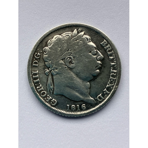 518 - 1816 GEORGE III SILVER SIXPENCE. Condition Fine/almost very fine.