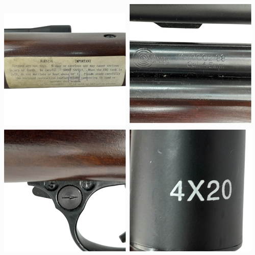 1707 - A Vintage Bolt Action C02 Air Rifle with Fitted Telescopic Sight. Optics are good. 102cm total lengt... 