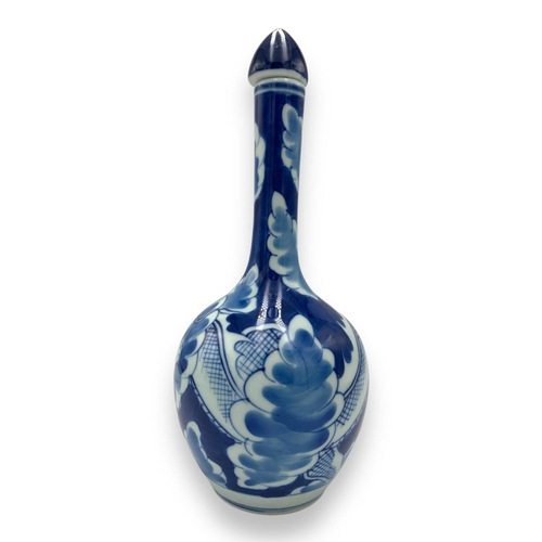 1719 - An antique Chinese Blue and White Porcelain Bottle Vase. Marking on base. Glazed porcelain exterior ... 