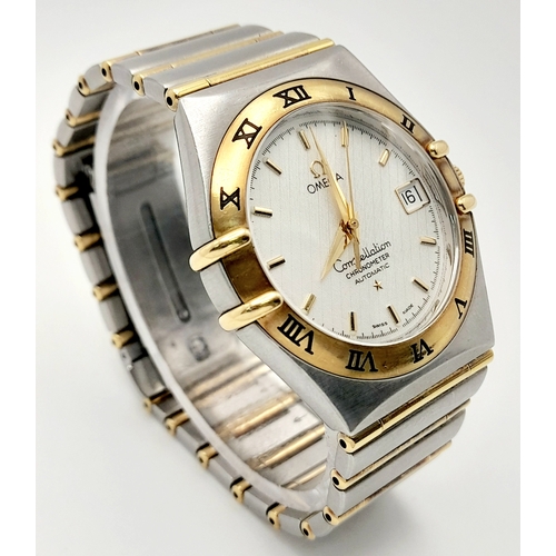 270 - An Omega Bi-Metal Constellation Automatic Unisex Watch. Gold and stainless steel bracelet and case -... 