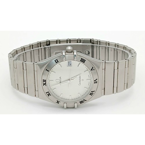 361 - A Stylish Omega Constellation Quartz Gents Watch. Stainless steel bracelet and case - 34mm. White di... 