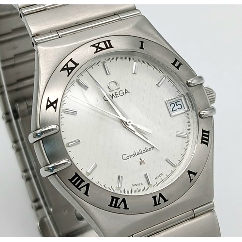 361 - A Stylish Omega Constellation Quartz Gents Watch. Stainless steel bracelet and case - 34mm. White di... 