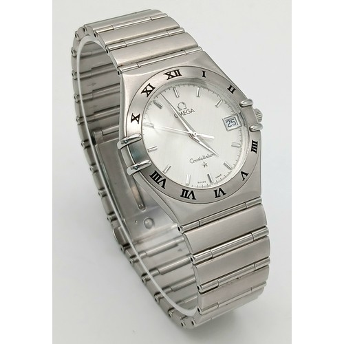 361 - A Stylish Omega Constellation Quartz Gents Watch. Stainless steel bracelet and case - 34mm. White di... 