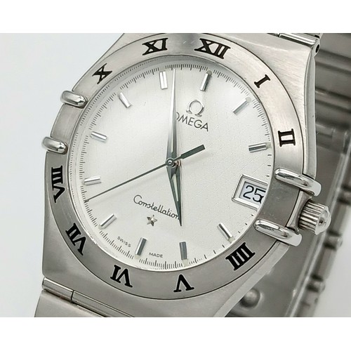 361 - A Stylish Omega Constellation Quartz Gents Watch. Stainless steel bracelet and case - 34mm. White di... 