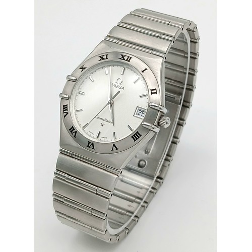 361 - A Stylish Omega Constellation Quartz Gents Watch. Stainless steel bracelet and case - 34mm. White di... 