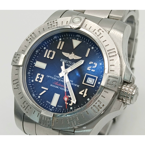 20 - A Stylish Breitling Avenger II Seawolf Automatic Gents Watch. Stainless steel bracelet and case - 45... 