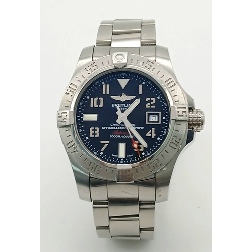 20 - A Stylish Breitling Avenger II Seawolf Automatic Gents Watch. Stainless steel bracelet and case - 45... 