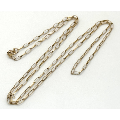 101 - A 9K Yellow Gold Belcher Link Chain necklace. 56cm. 1.7g