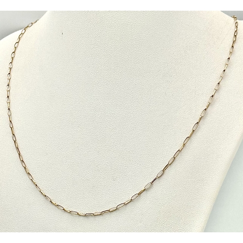 101 - A 9K Yellow Gold Belcher Link Chain necklace. 56cm. 1.7g