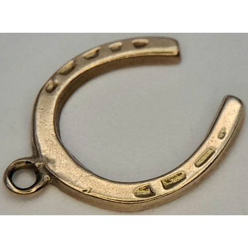 1212 - A 9K yellow Gold Horseshoe Pendant/Charm. 15mm. 0.45g