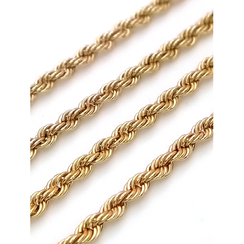 125 - A 9K Yellow Gold Rope Necklace. 44cm. 1.83g.