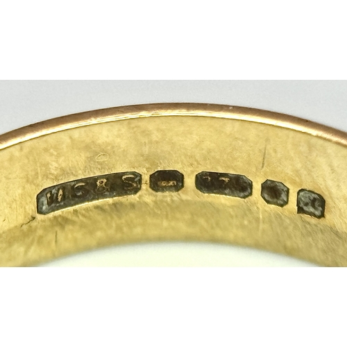 132 - A 9K Yellow Gold Decorative Band Ring. 6mm width. Size L 1/2. 2.38g. Full UK hallmarks.