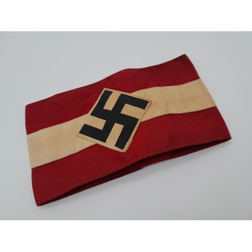 1341 - A WWII Hitler Youth Armband. Stitched on swastika.