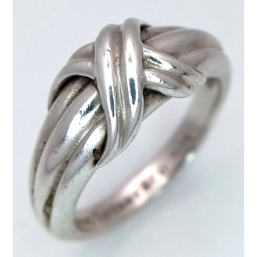 139 - A Vintage Tiffany and Co. 925 Sterling Silver Love knot Ring. Size R.