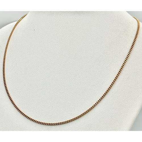 143 - An 18K Gold Petit Curb Link Chain necklace. 38cm. 5g