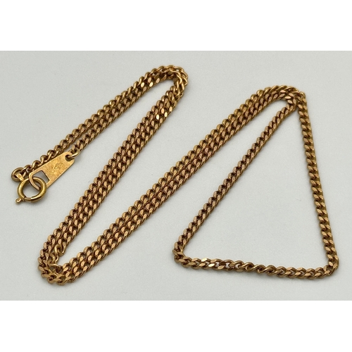 143 - An 18K Gold Petit Curb Link Chain necklace. 38cm. 5g