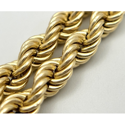 197 - A 9K Yellow Gold Rope Chain necklace. 52cm. 9.15g