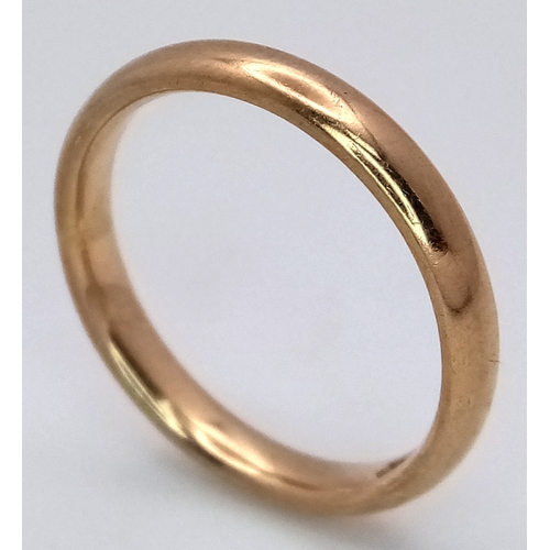 45 - A Vintage 9K Yellow Gold Band Ring. 4mm width. Size N. 2.7g. Full UK hallmarks.