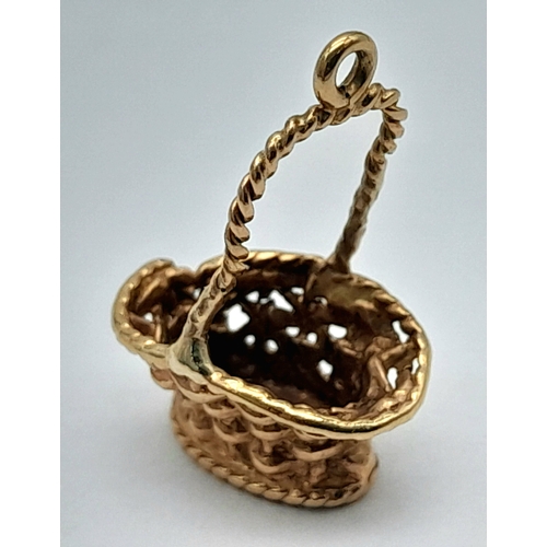 918 - A 9K Yellow Gold Basket Pendant/Charm. 2cm. 1.05g