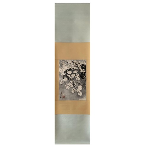 73 - Blossoming; Chinese ink on paper scroll. Attribute to Lin Fengmian. 52cm x 35cm