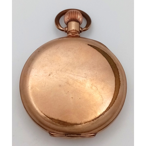 1175 - An Antique Gold Plated Full Hunter 'Prescot' Pocket Watch. Top winder. 5cm diameter. Works but tempe... 