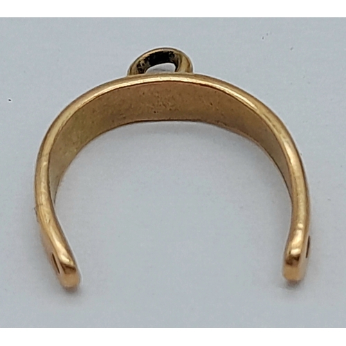 1177 - A 9k Yellow Gold Horseshoe Pendant/Charm. 12mm. 0.4g