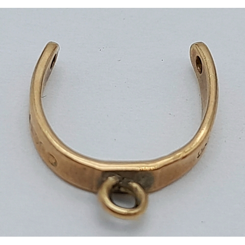 1177 - A 9k Yellow Gold Horseshoe Pendant/Charm. 12mm. 0.4g